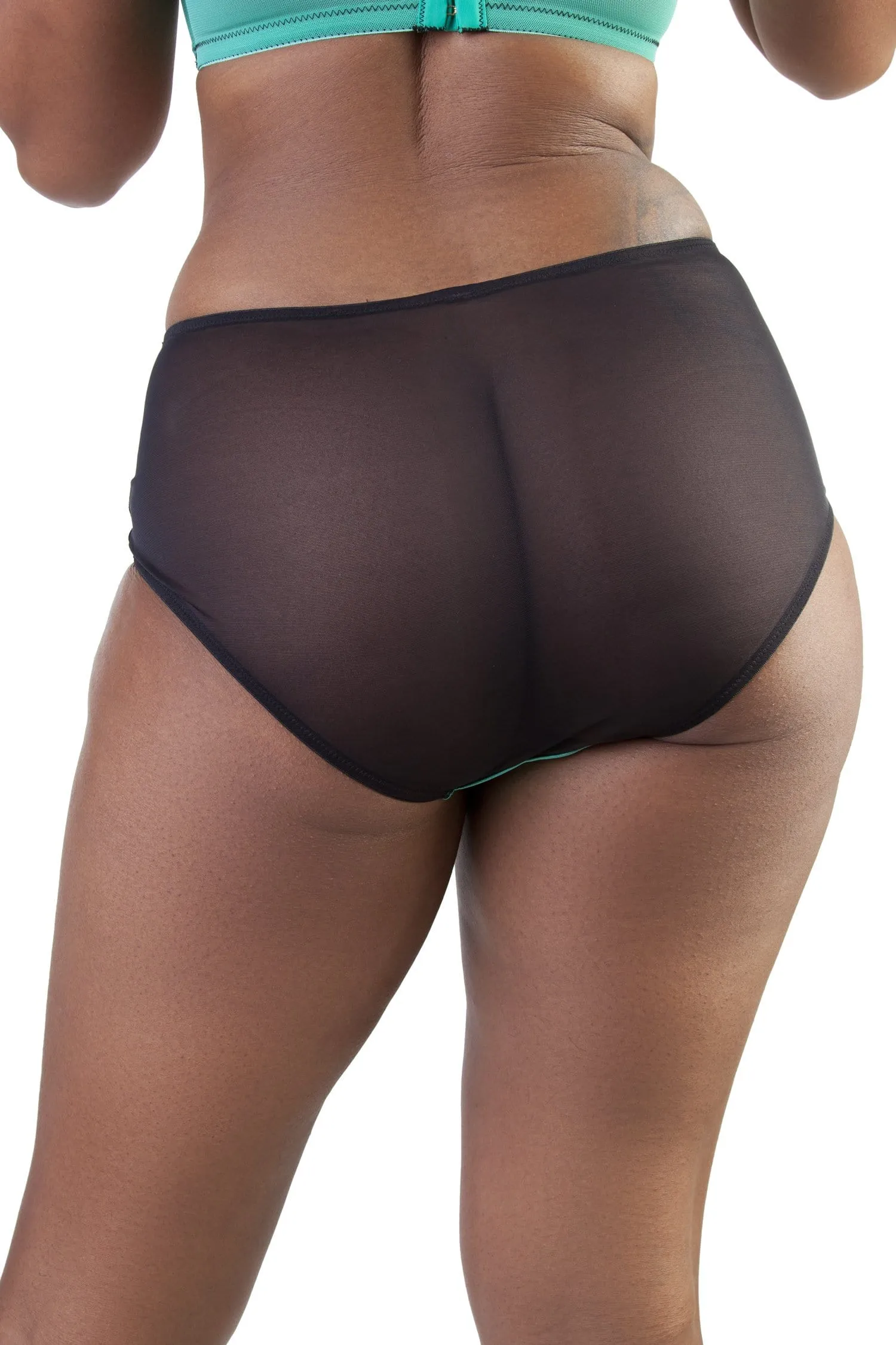 Bettie Page Emerald Green Z Stitch Highwaist Brief