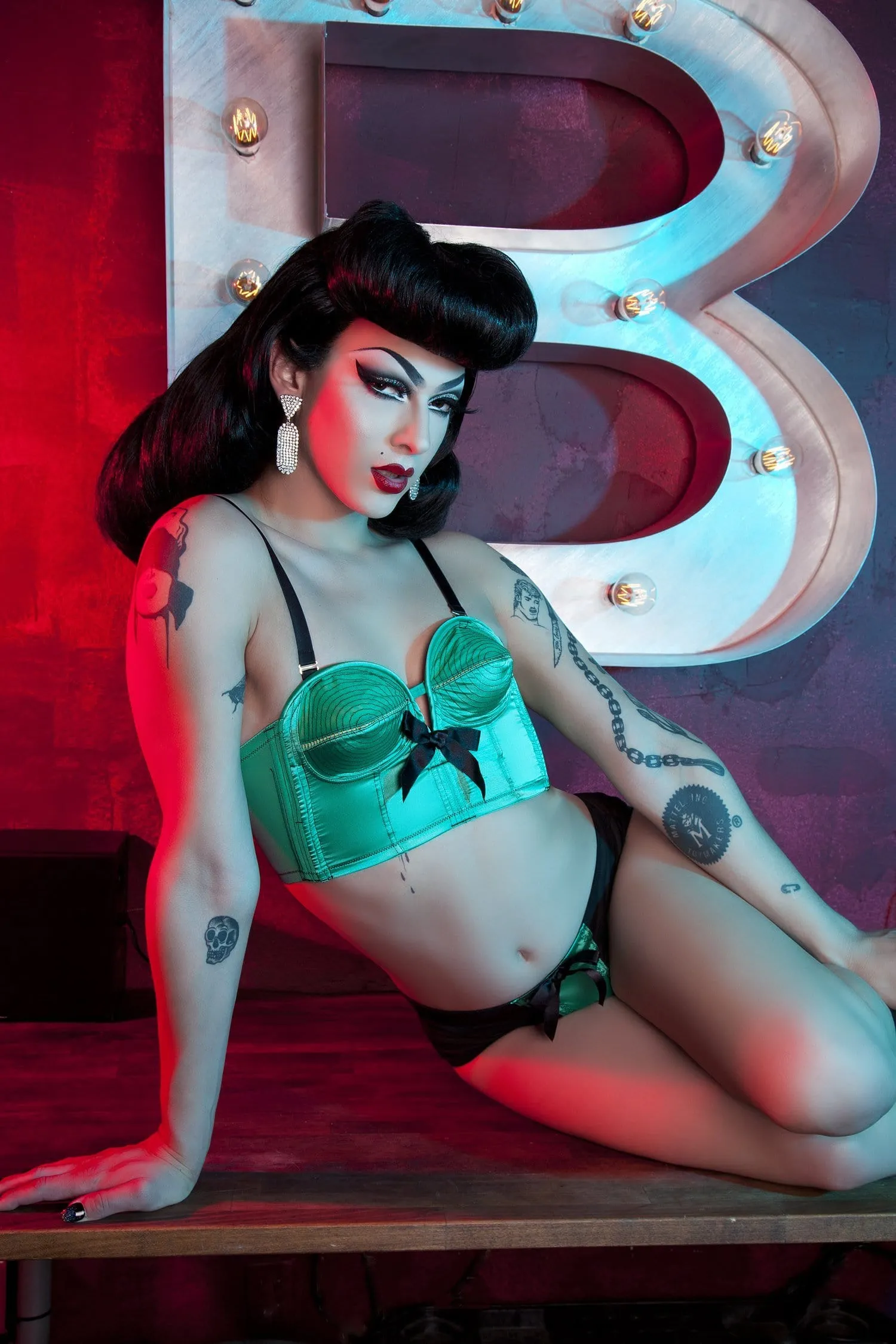 Bettie Page Emerald Green Z Stitch Highwaist Brief