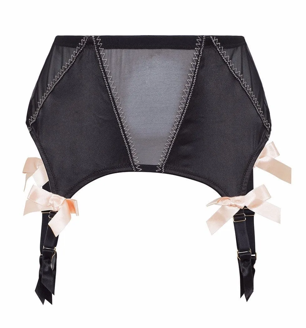 Black/Peach 4 Strap Suspender Belt