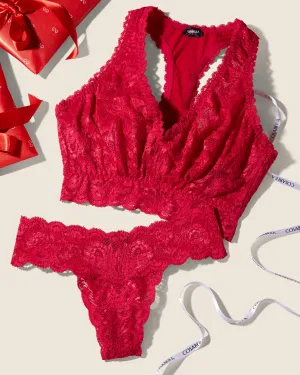 Completino Tanga Cutie E Bralette Racie Curvy Con Retro A Vogatore