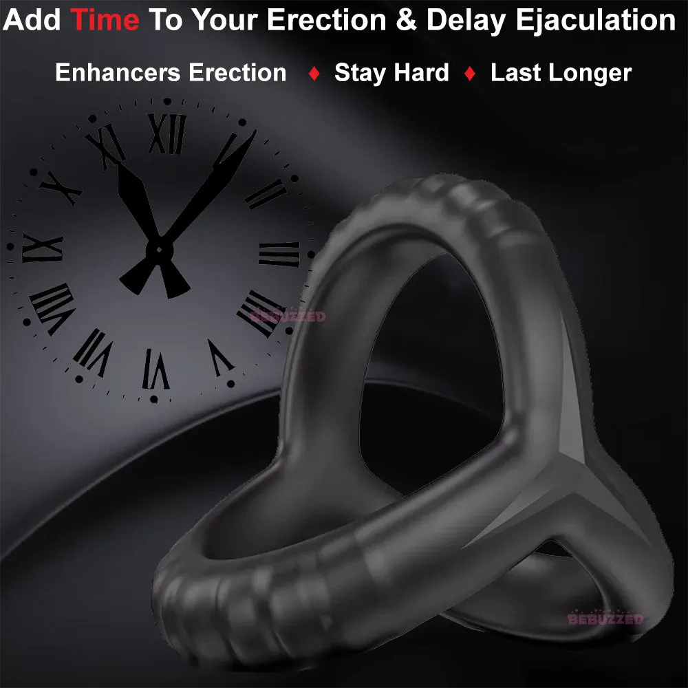 Double Cock Ring 3-Loop Penis Balls Erection Enhancer Couples Male Cocksling