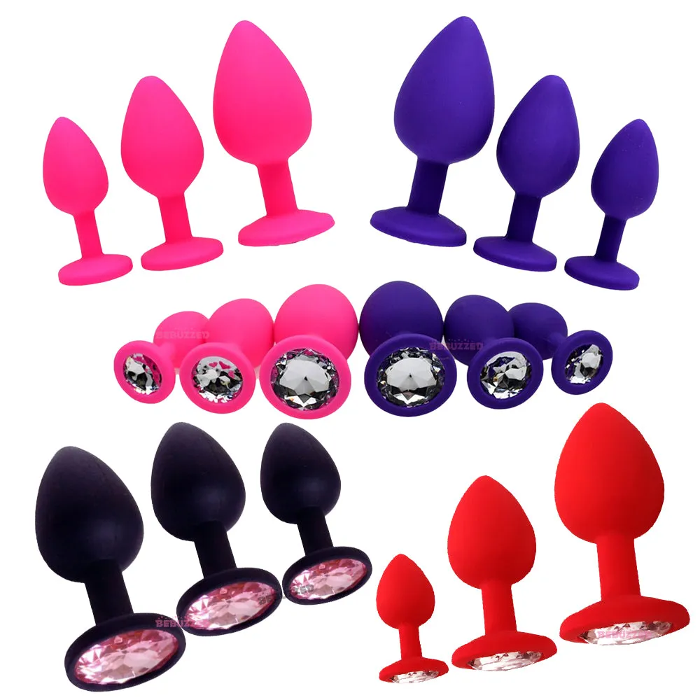 Jewel Anal Plug Butt Crystal Gem Stud Tear Drop Silicone Plugs Adult Sex Toy