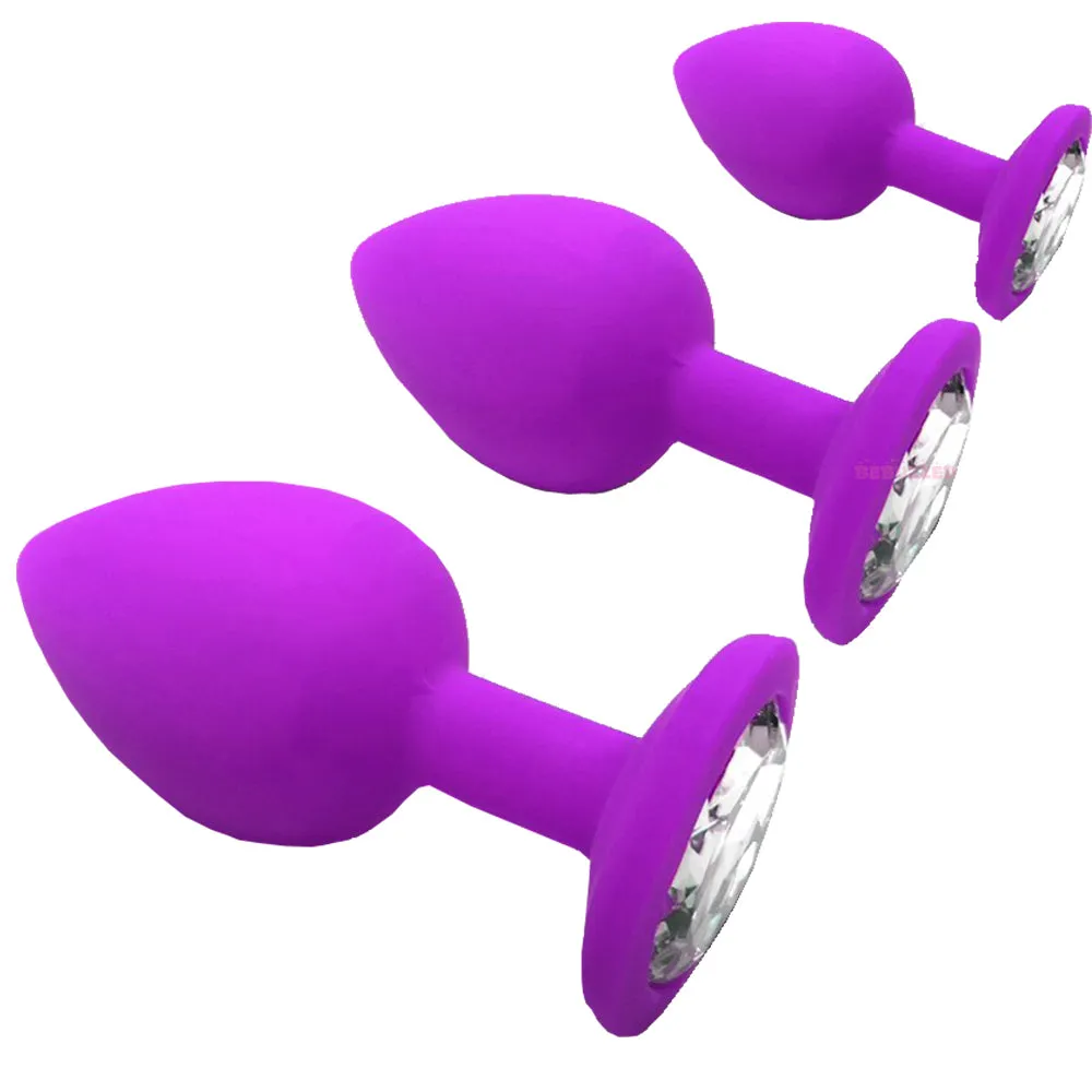Jewel Anal Plug Butt Crystal Gem Stud Tear Drop Silicone Plugs Adult Sex Toy