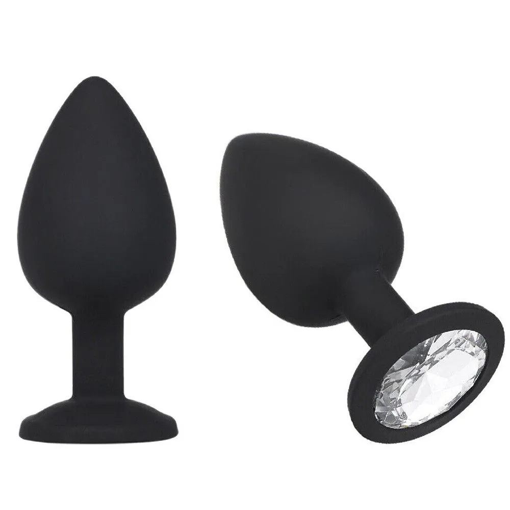 Jewel Anal Plug Butt Crystal Gem Stud Tear Drop Silicone Plugs Adult Sex Toy