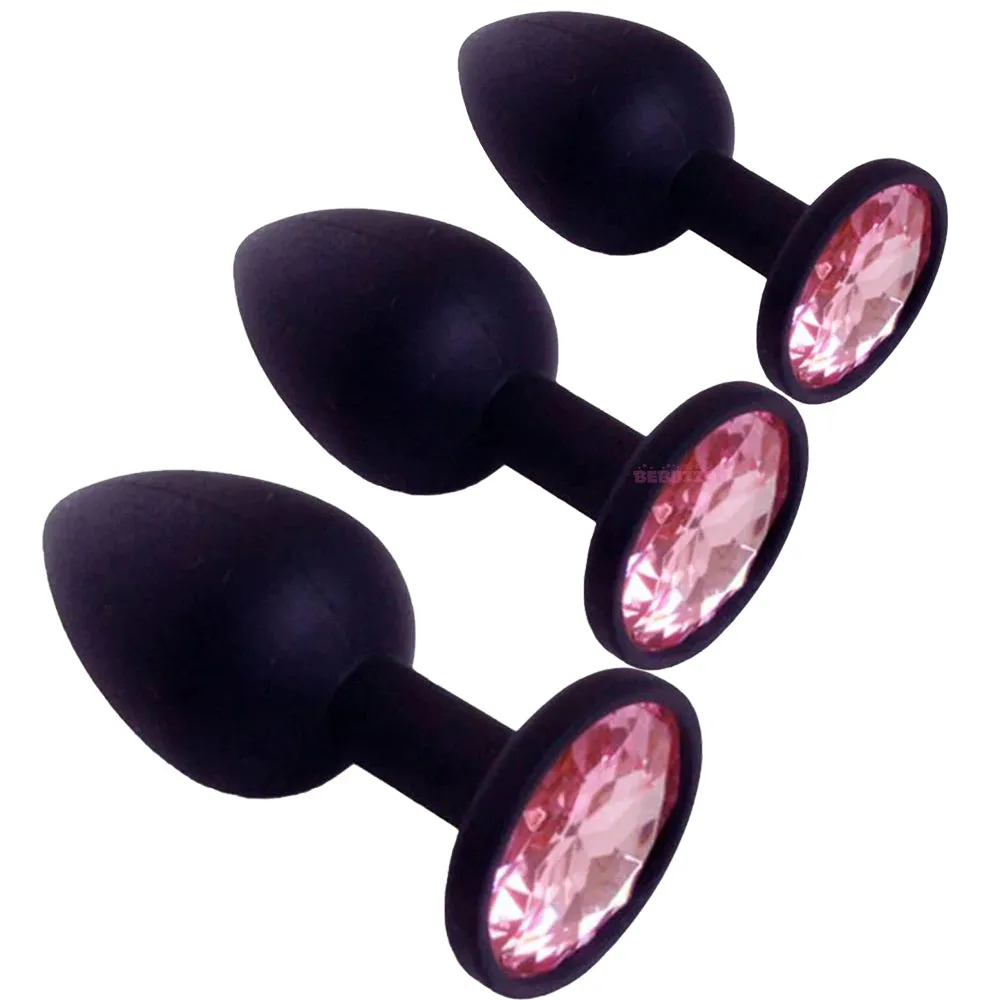 Jewel Anal Plug Butt Crystal Gem Stud Tear Drop Silicone Plugs Adult Sex Toy