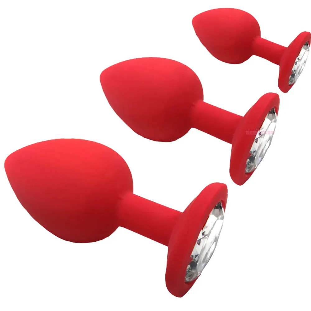 Jewel Anal Plug Butt Crystal Gem Stud Tear Drop Silicone Plugs Adult Sex Toy