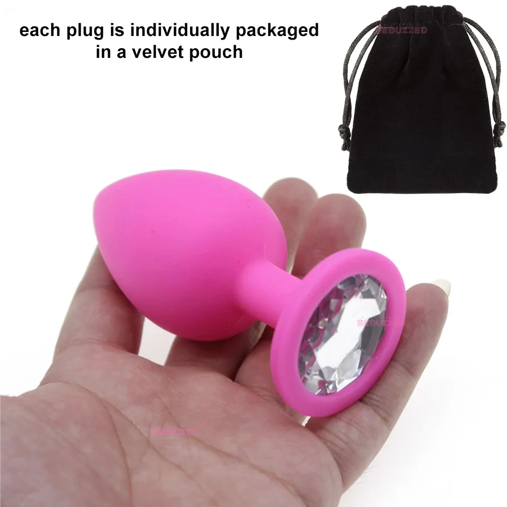 Jewel Anal Plug Butt Crystal Gem Stud Tear Drop Silicone Plugs Adult Sex Toy