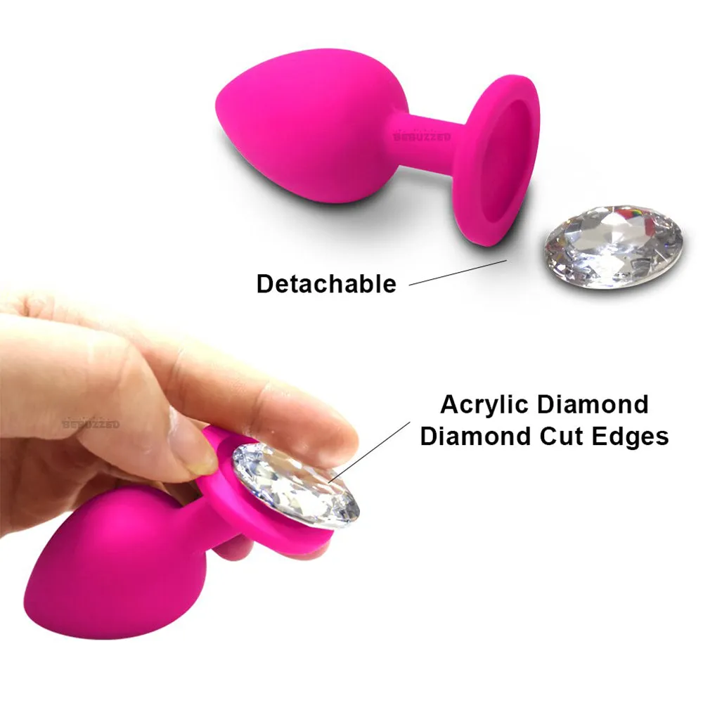 Jewel Anal Plug Butt Crystal Gem Stud Tear Drop Silicone Plugs Adult Sex Toy