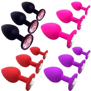 Jewel Anal Plug Butt Crystal Gem Stud Tear Drop Silicone Plugs Adult Sex Toy