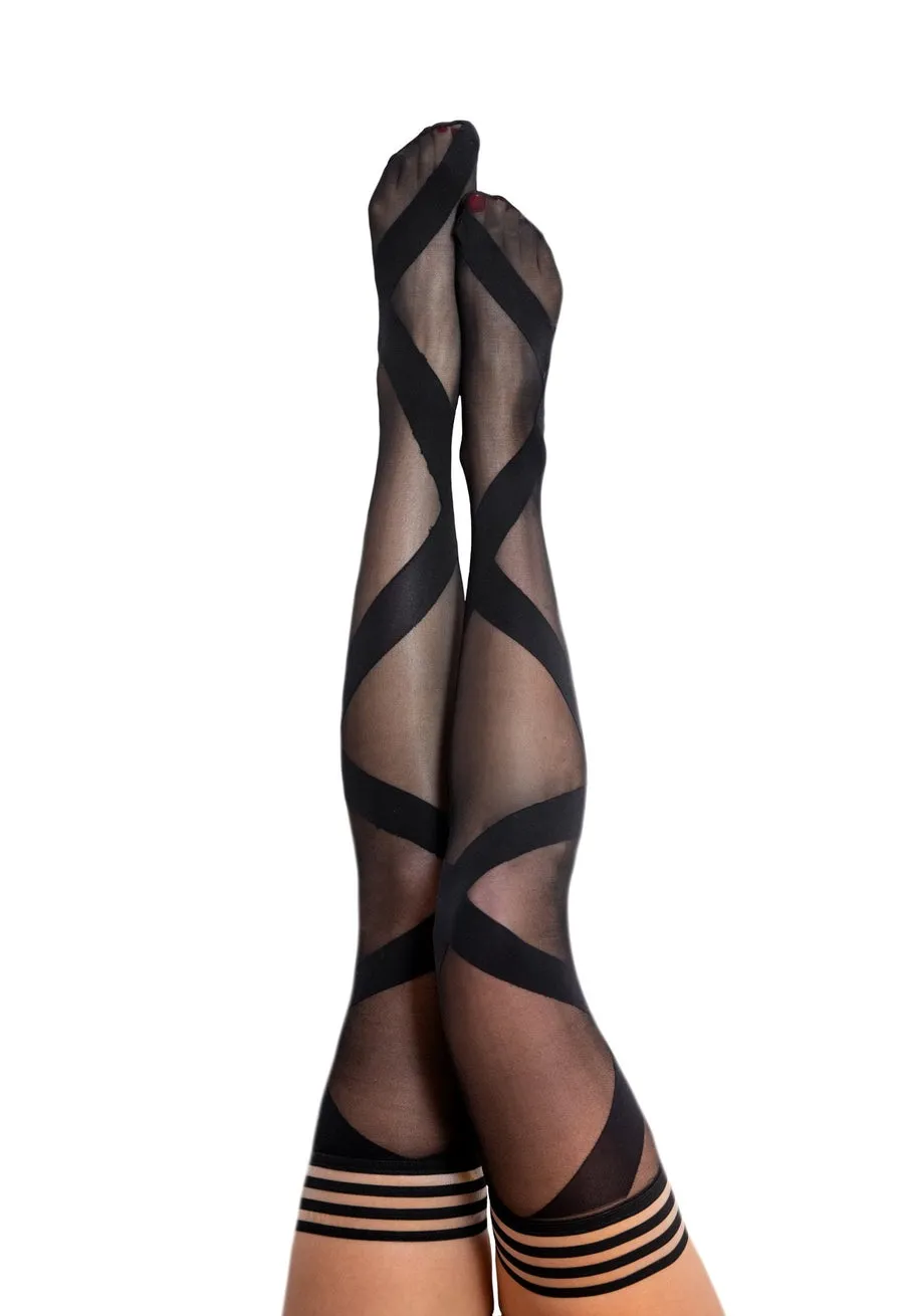Kixies Jackie Black Ballet Thigh High size B