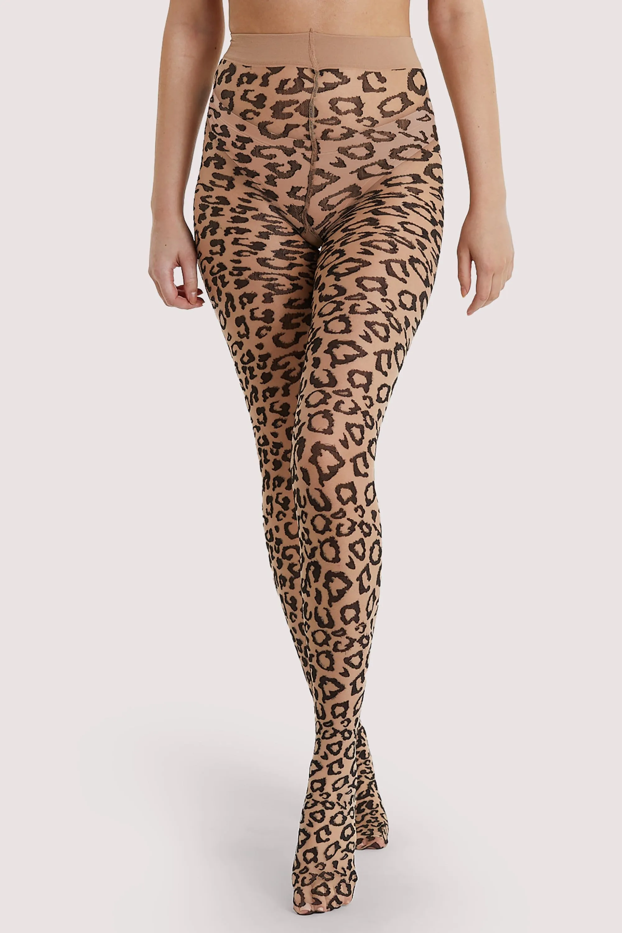 Leopard Knit Tights Light Nude/Black US 4 - 18