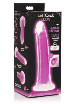 LOLLICOCK 7 GLOW-IN-THE-DARK SILICONE DILDO PURPLE
