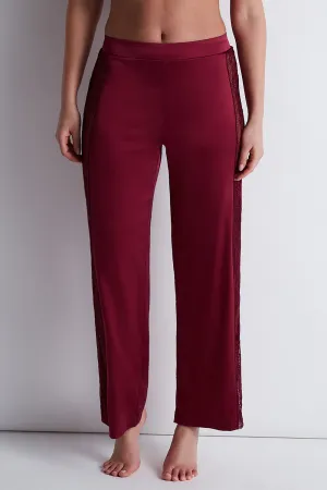 Midnight Whisper Silk Trousers Crimson Red