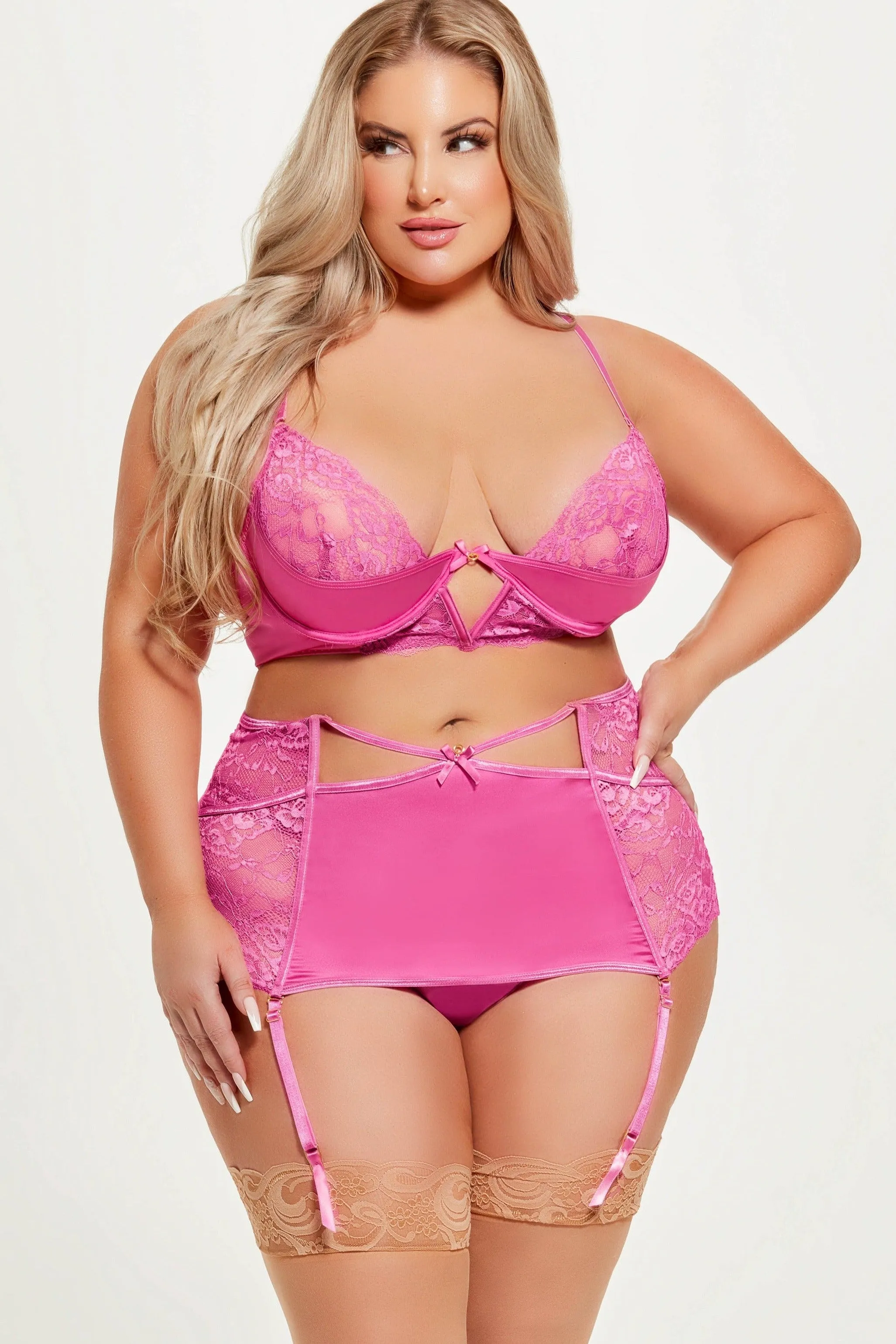 Natasha 3 Pc Bra. Garter Skirt & G-String Set