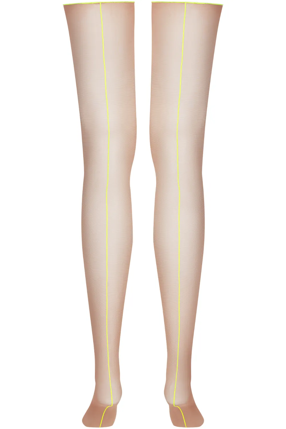Nude Cut & Curled Yellow Seam Stockings 20 Denier