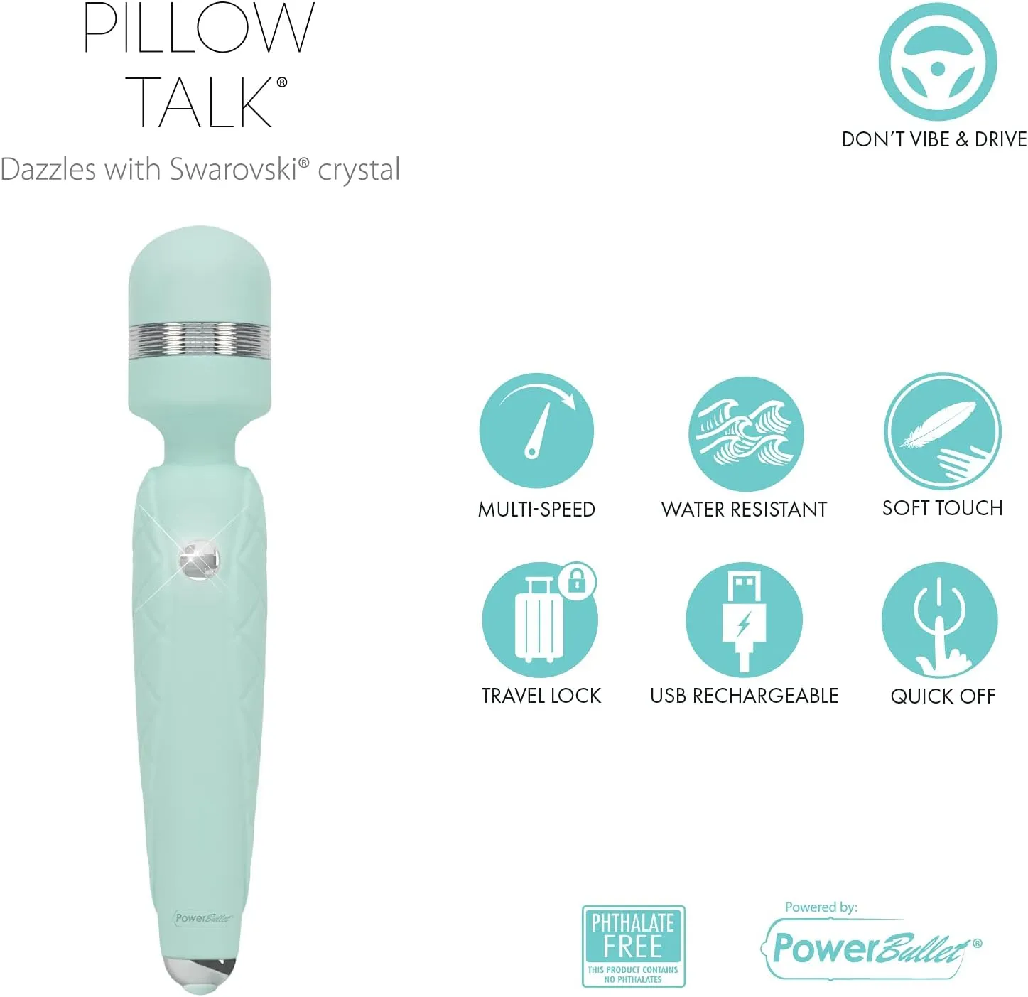 Pillow Talk Cheeky Pink Wand Clitoral Stimulator Rechargeable