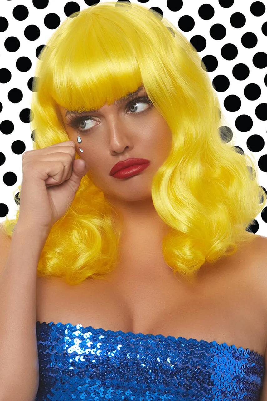 Retro Curly Yellow Bob Wig