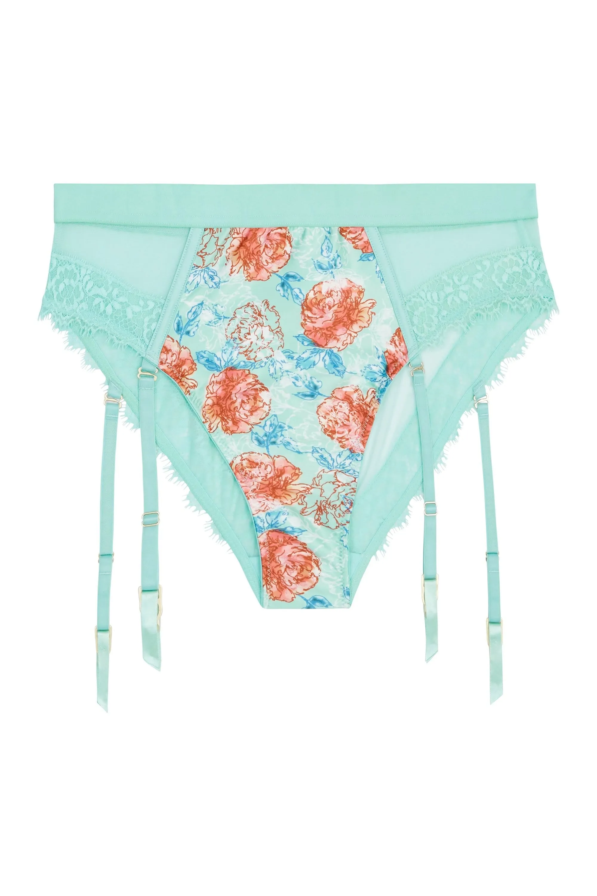 Sabey Mint Floral High Waist Curve Brief