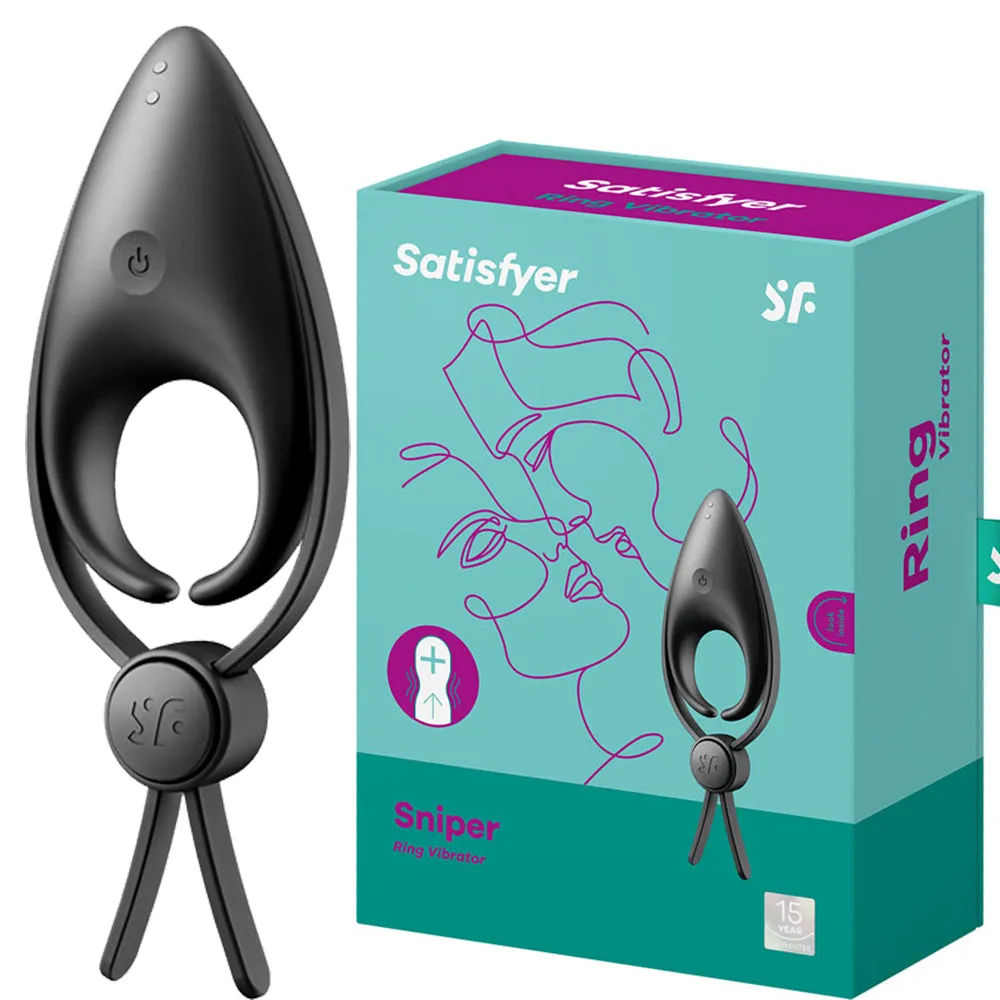 Satisfyer Sniper ADJUSTABLE Vibrating Cock Ring USB Couples Stamina Aid Sex Toy