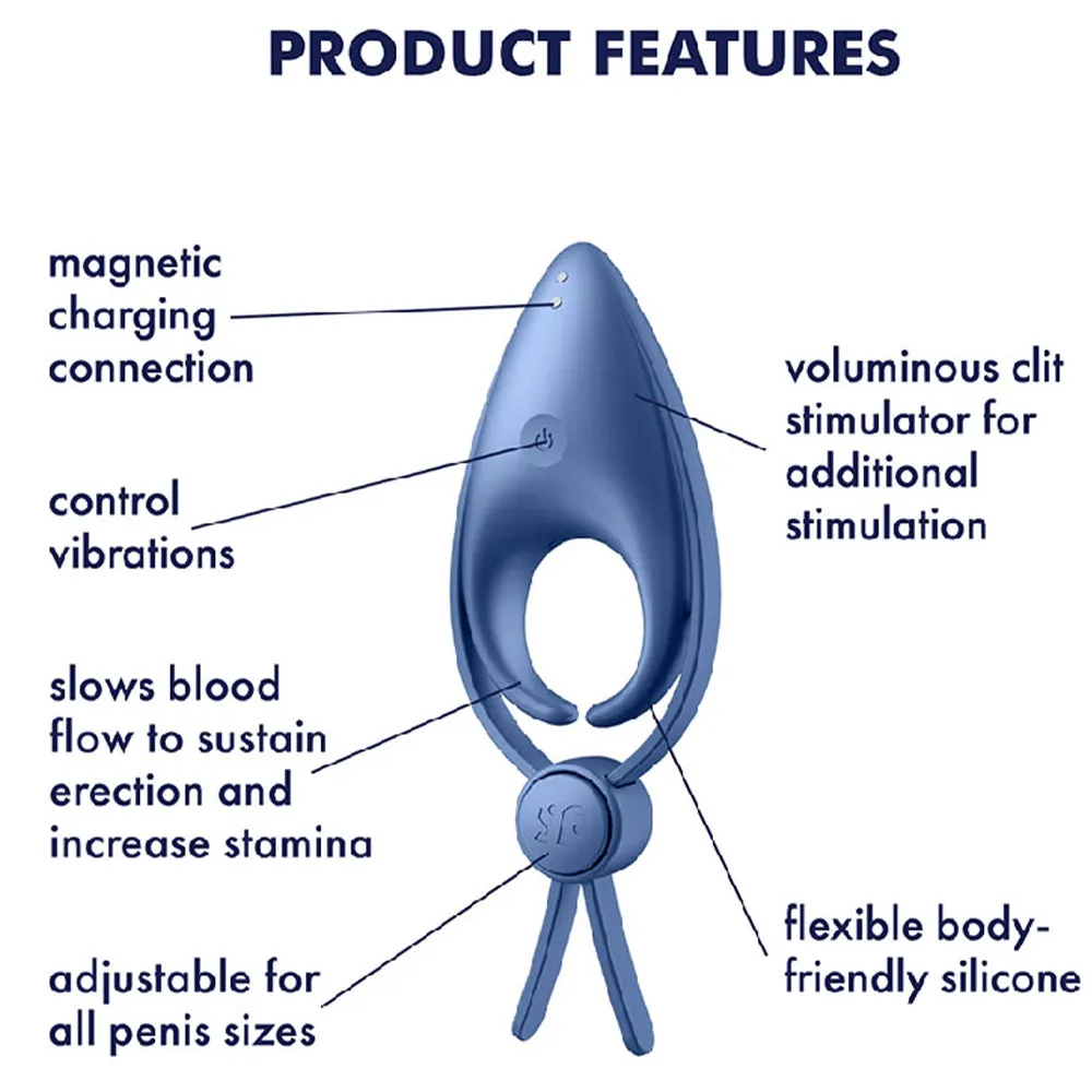 Satisfyer Sniper ADJUSTABLE Vibrating Cock Ring USB Couples Stamina Aid Sex Toy