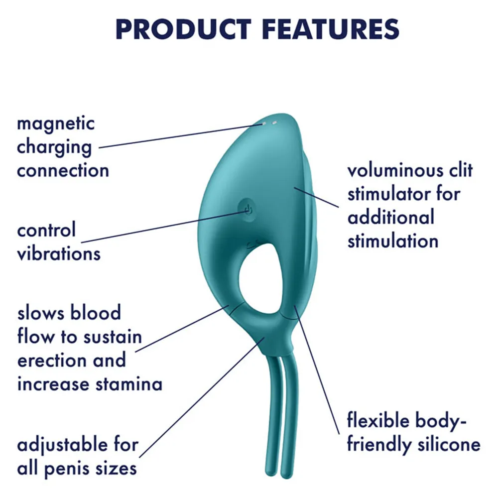 Satisfyer Swordsman ADJUSTABLE Vibrating Cock Ring Couples Stamina USB Sex Toy