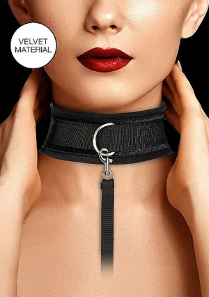 VELVET & VELCRO COLLAR & LEASH ADJUSTABLE BLACK